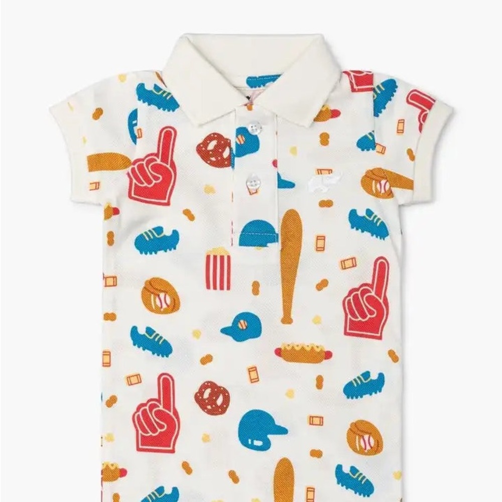 Monica + Andy Organic Cotton Polo Romper baseball 18-24 months boys toddler